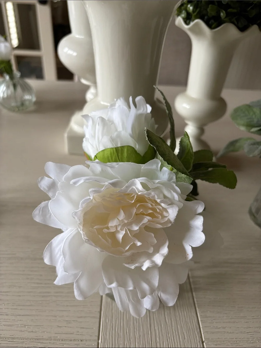 Vase with faux flowers NWOT